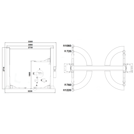 Двухстоечный электрогидравлический подъемник с нижней синхр. SE-4000, 4,0т (380В/220В), SKYRACK, Китай-Англия 2