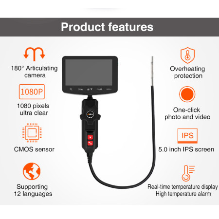 Видеоэндоскоп  US13-4.9 с 2х - сторонним артикуляционным 4,9 мм зондом, QBH, Китай 3
